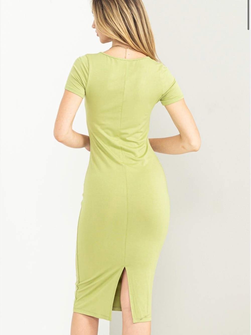 HYFVE Light Green Scoop Neck Short Sleeve Midi Dress - NWT - Small - Picture 3 of 6